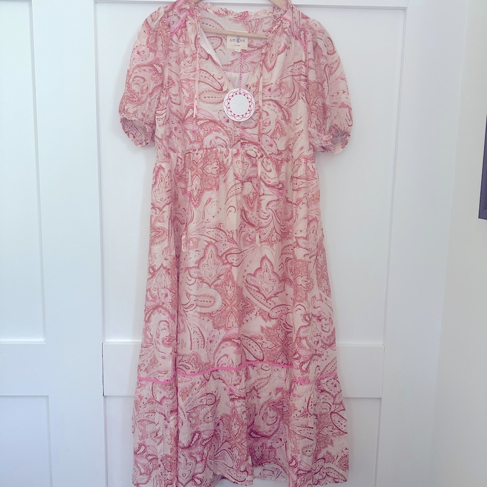 Umgee Pink and Cream Paisley Midi Dress - Picture 3 of 5